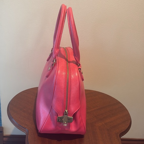 Ralph Lauren   Satchel   Leather like Epi  Pink  Goldtone hardware  Beautiful - Picture 7 of 16